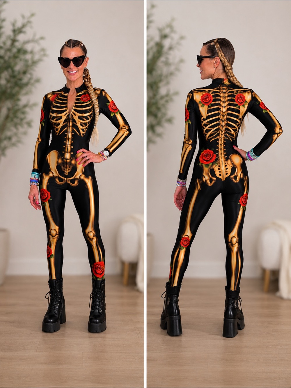 Candy Catz Sexy Rose Skeleton Bodysuit | Medium